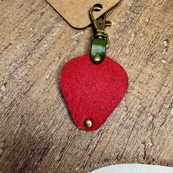 Leather Purse Charm  Strawberry Bag Charm Genuine Leather Crossbody Charm NEW - Picture 6 of 6